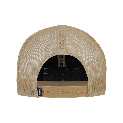 Rear view of coyote PRS Snap Back Hat showing rear mesh and snapback