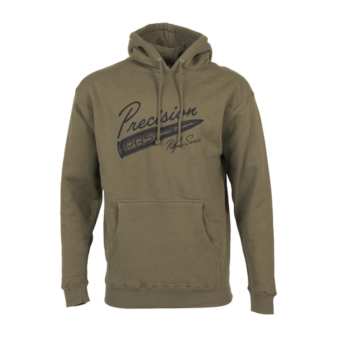 army hoodie with graphic of bullet with text "Precision Rifle Series PRS"